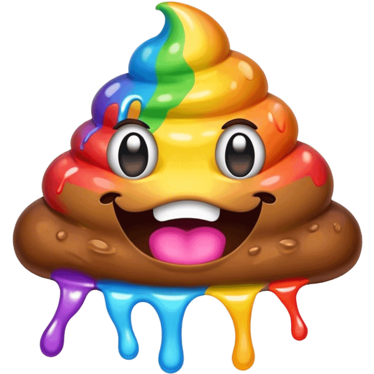 melted rainbow poop emoji monster emoji