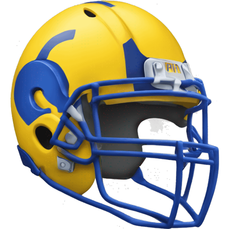 Ram wearing a blue and yellow football helmet  emoji