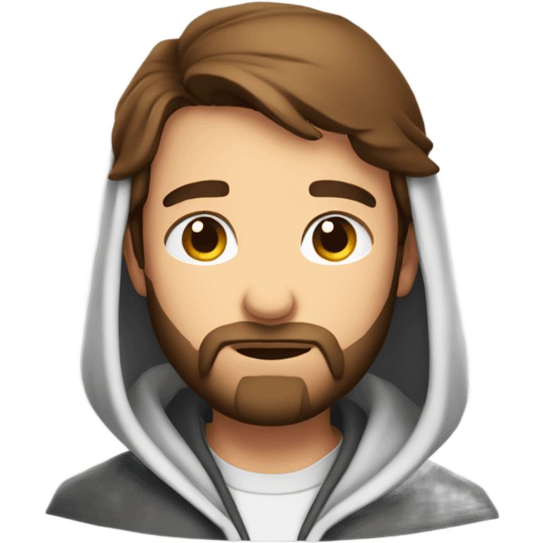 Handsome man with brown hairs and 3 days beard wearing a hoodie as he is praying emoji