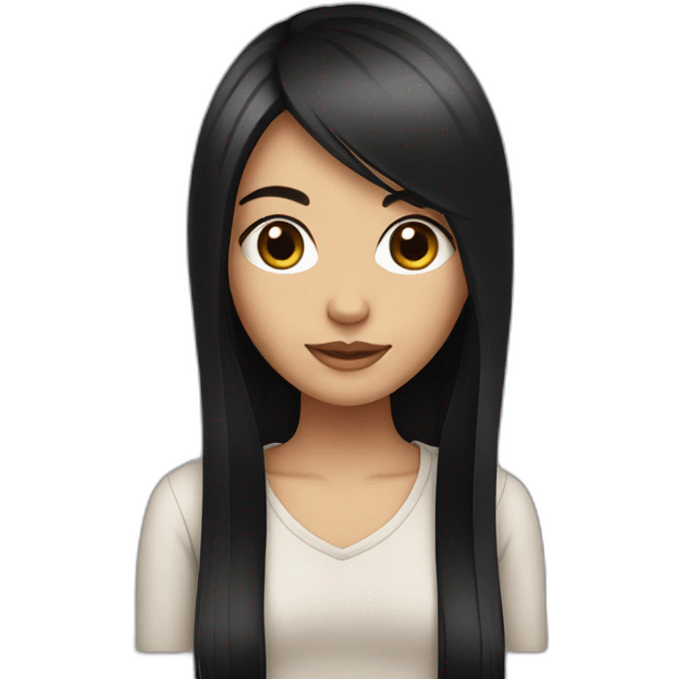 cute girl with black long straight hair emoji