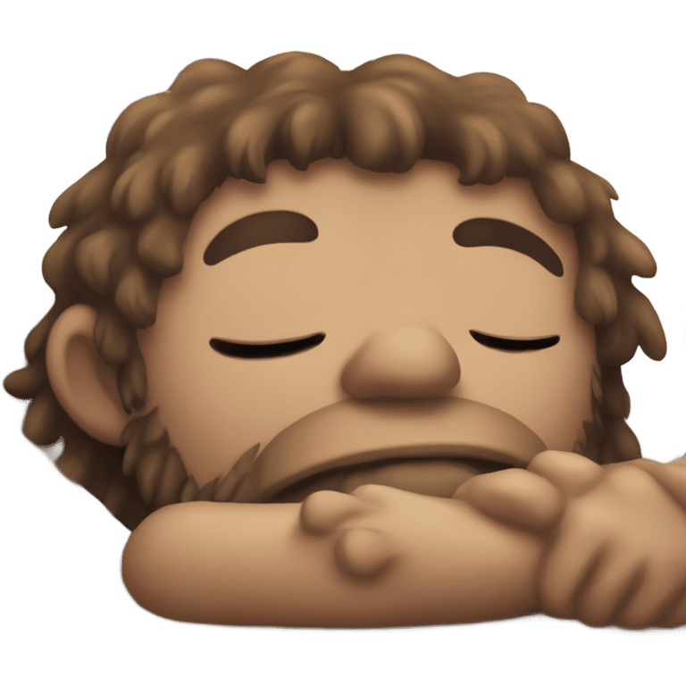 Caveman under rainbow snoozing  emoji