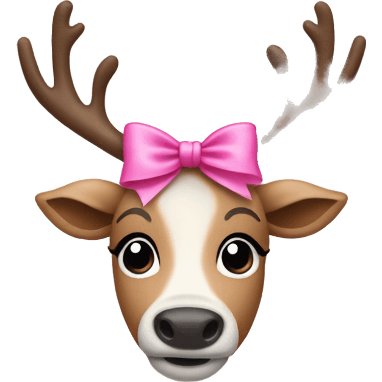 Reindeer wearing pink bow  emoji