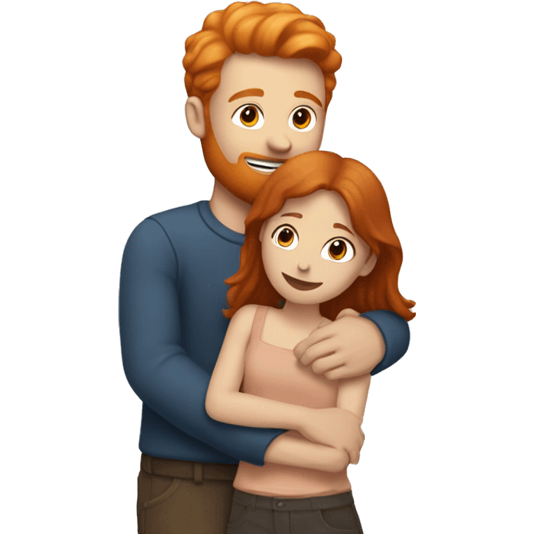 Ginger man hugging a brunette girl emoji