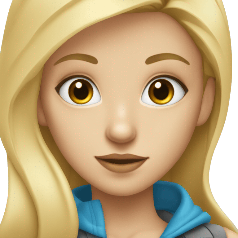 Blonde girl with blue eyes and gold nose piercing and earrin emoji