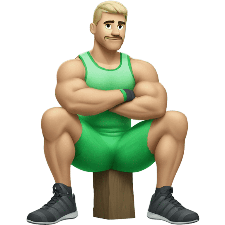 sport man slavic sit showing muscles in light green clothes emoji