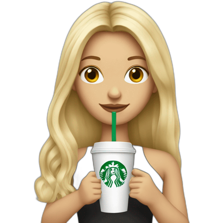 blond long hair girl drinking starbucks emoji