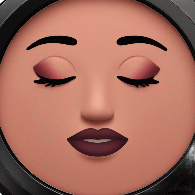 burgundy blush in makeup powder compact emoji