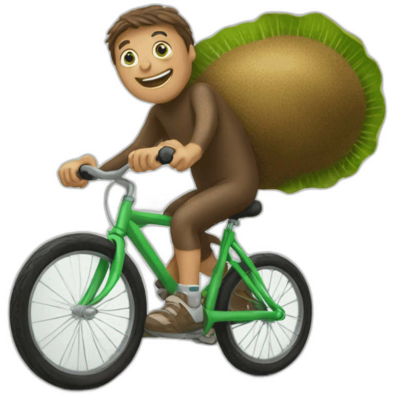 A kiwi riding a bike emoji