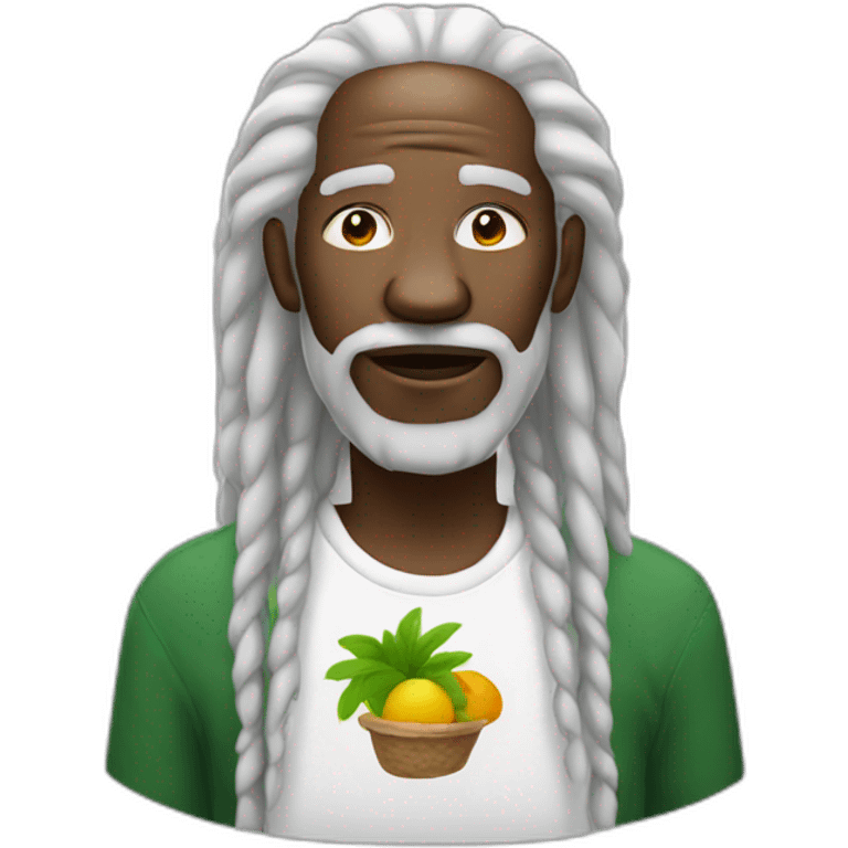 an old black man with white rasta emoji