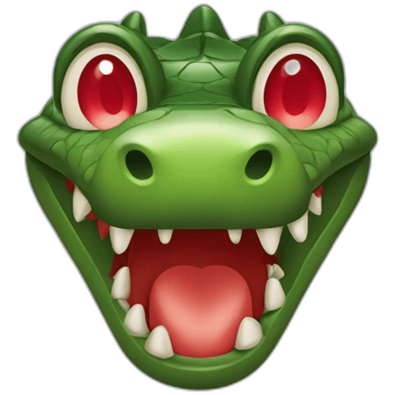 crocodile with red eyes shaped as a heart emoji