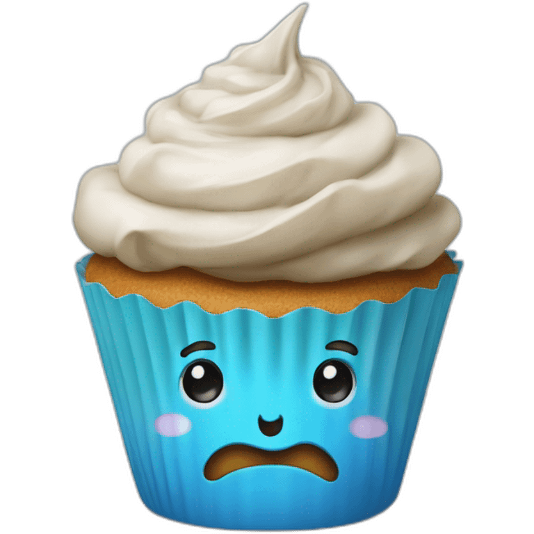 Un cupcake avec un verre d'eau au-dessus emoji