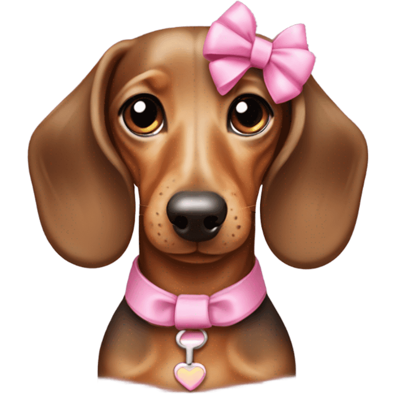 Dapple wiener dog with pink bow emoji