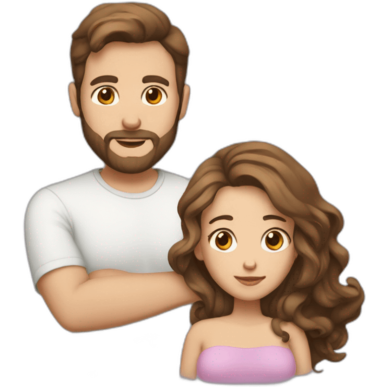 pregnant lady brown hair with guy trimmed beard emoji