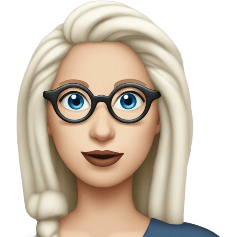 Real lady-gaga-sing-blue eyes- wearing glasses: emoji