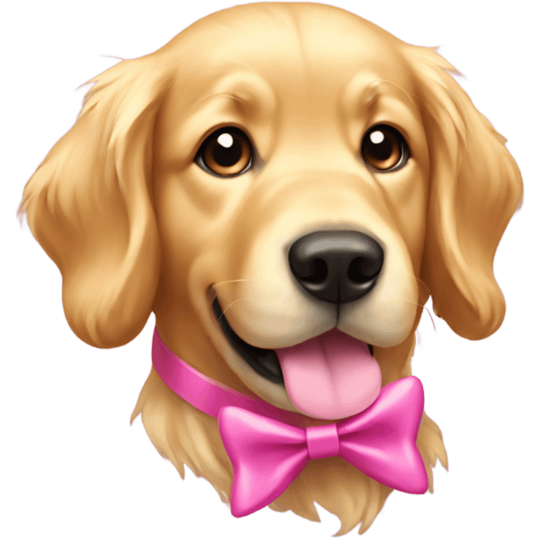 golden retriever with a pink bow emoji