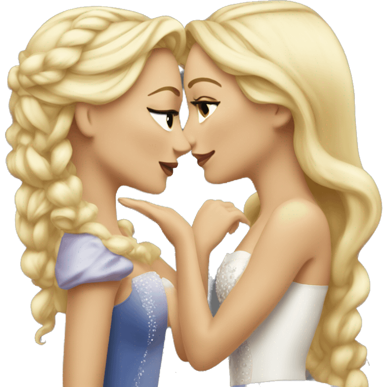 2 women princesses couple blonde kiss emoji