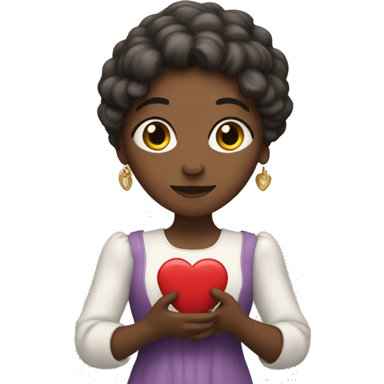 Juliet holds a heart in her hand emoji