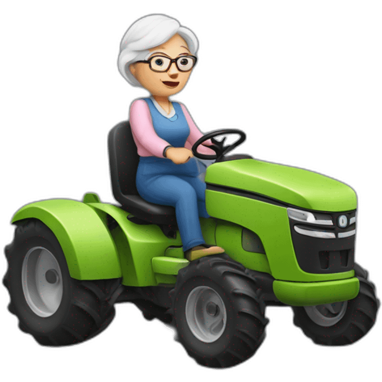 Grandma driving a tractor  emoji