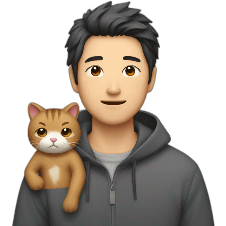 A Japanese Man with a bear mix with a cat emoji