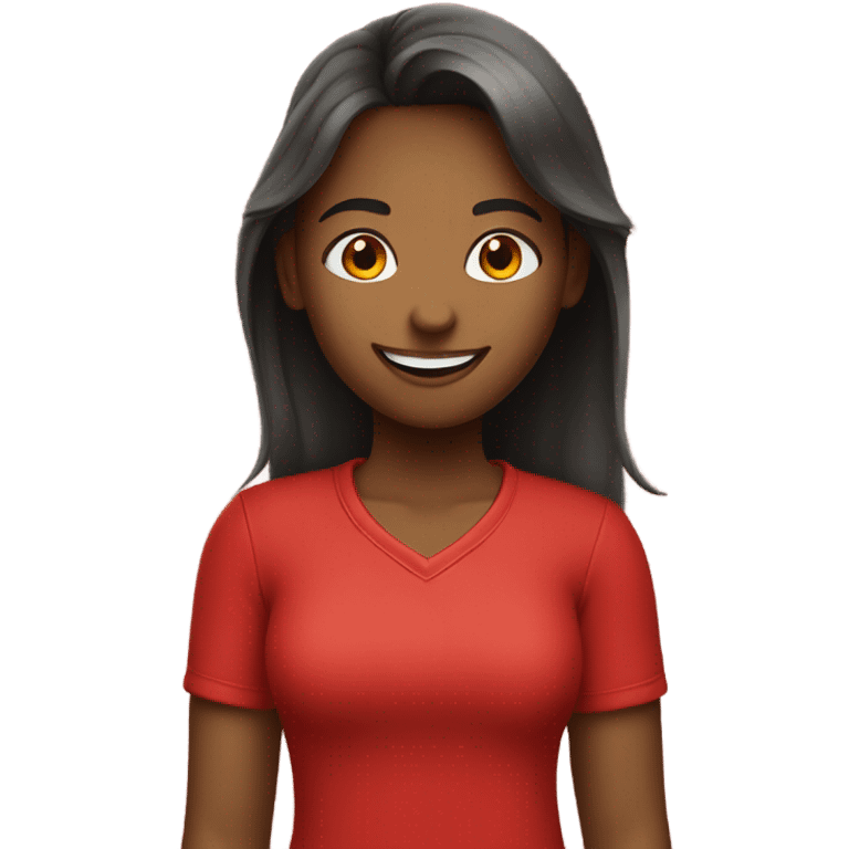 smiling girl in red shirt emoji