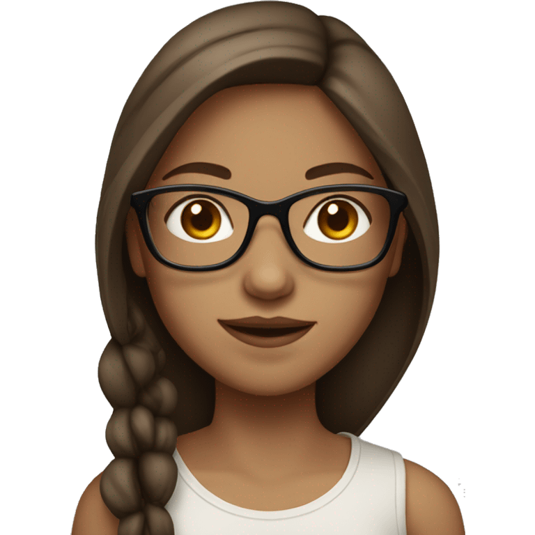 Straight Brown haired girl with glasses light skinned emoji