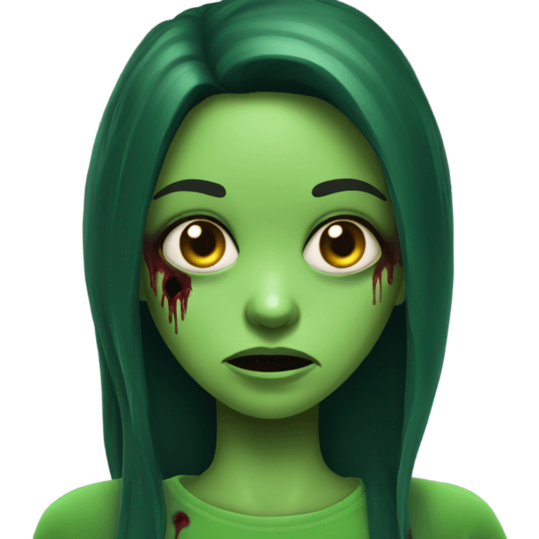 Brunette zombie girl in horror green creppy emoji