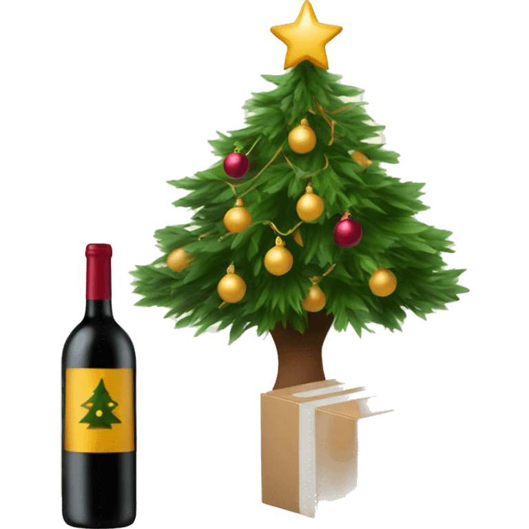 Box of wine under a Christmas tree emoji