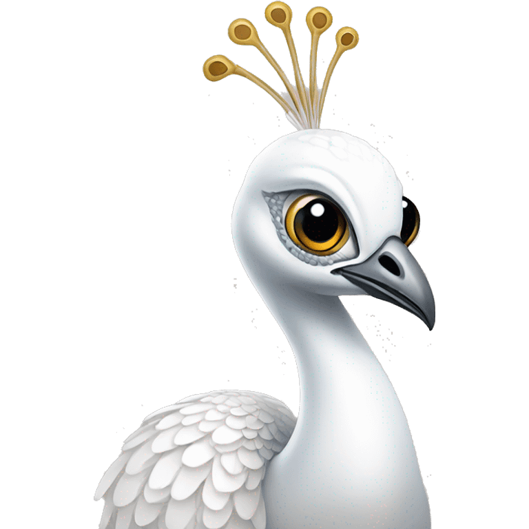 White peacock with a bow emoji