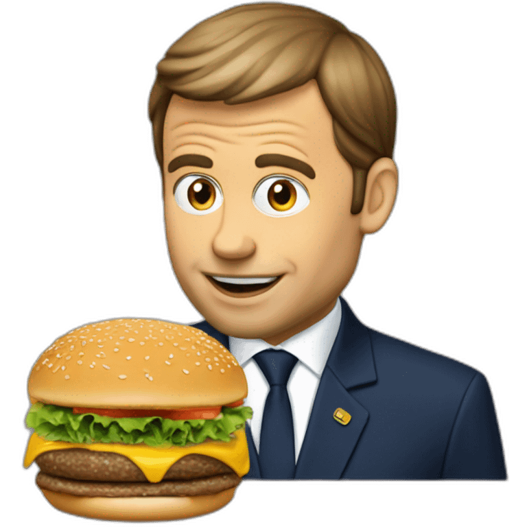 Macron qui mange un burger emoji