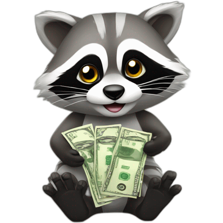 racoon with money in hands emoji