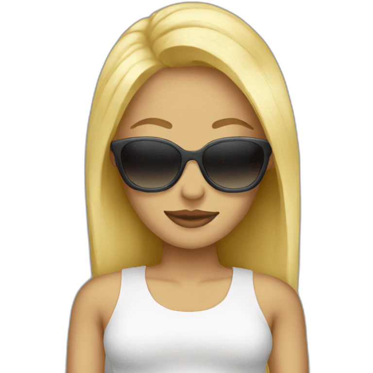 blonde woman with sunglasses body emoji