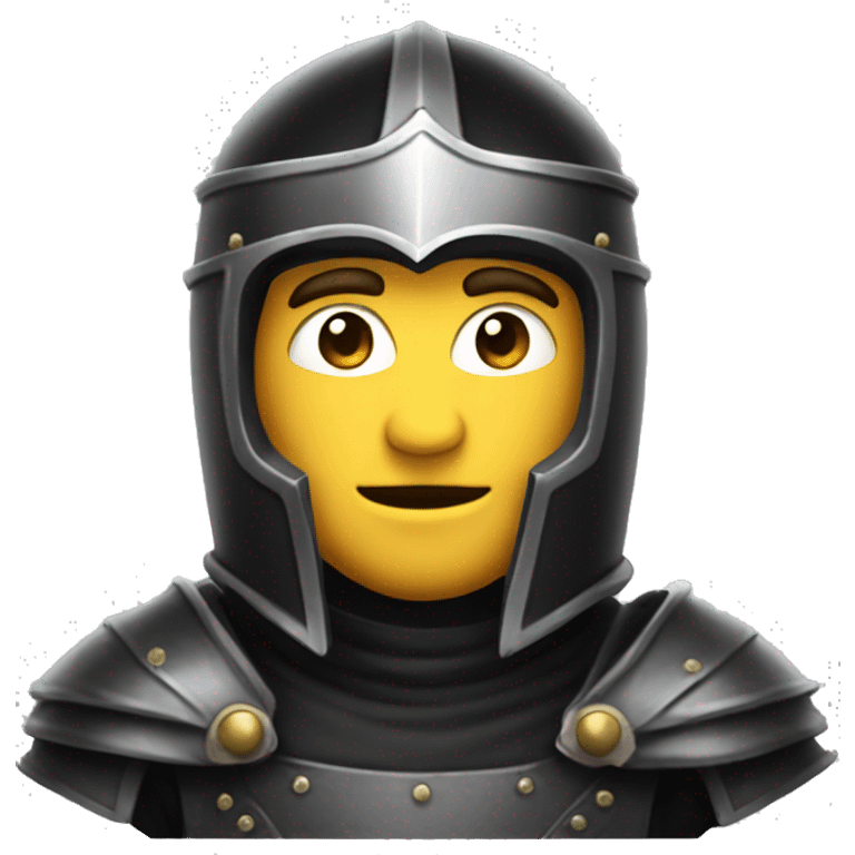 A stylish male in a knight black helmet with a face and body emoji