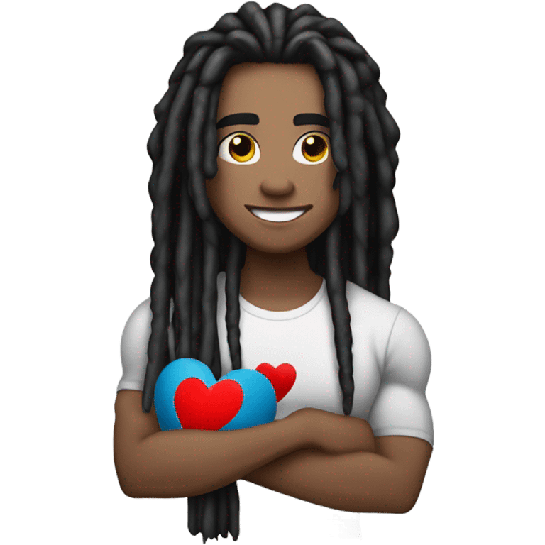 elegant light-skinned dark dreadlocks beauty portrait bodybuilding holding heart emoji