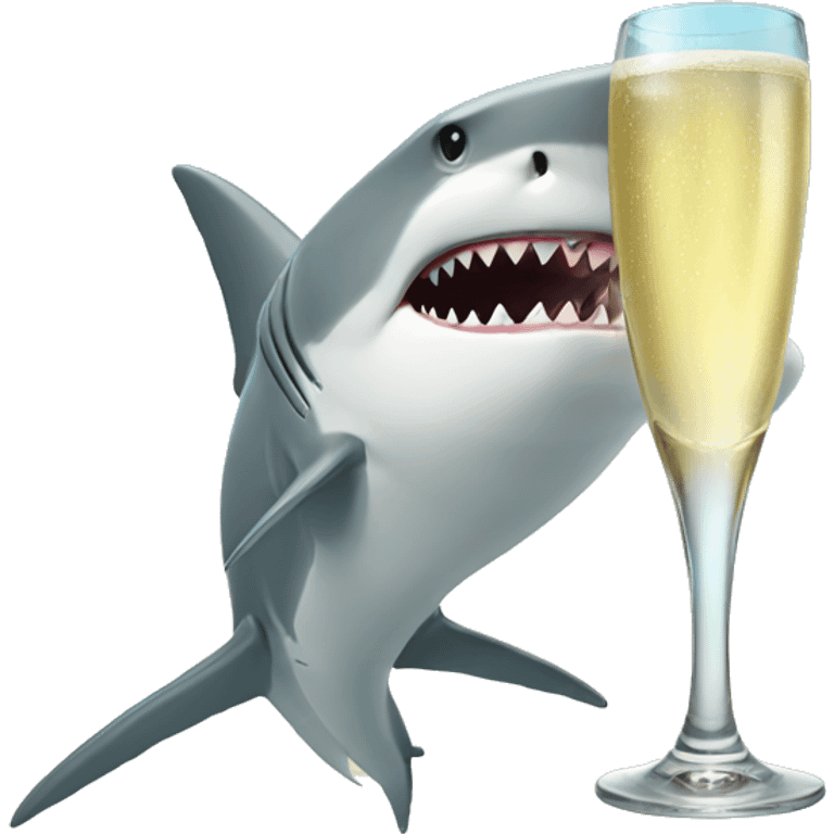 Shark drinking champagne emoji