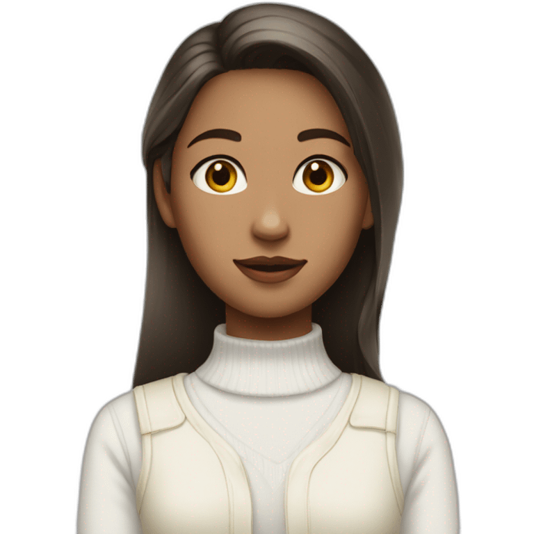 girl wearing a collared long sleeve white shirt under a white sweatervest emoji