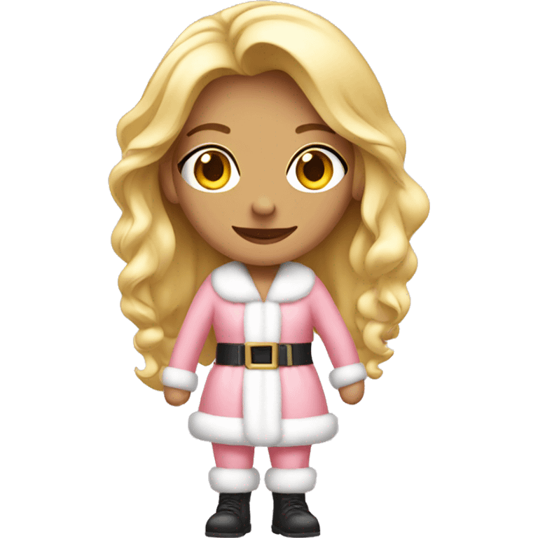 Full body blonde Pretty girl in a light pink Santa outfit  emoji