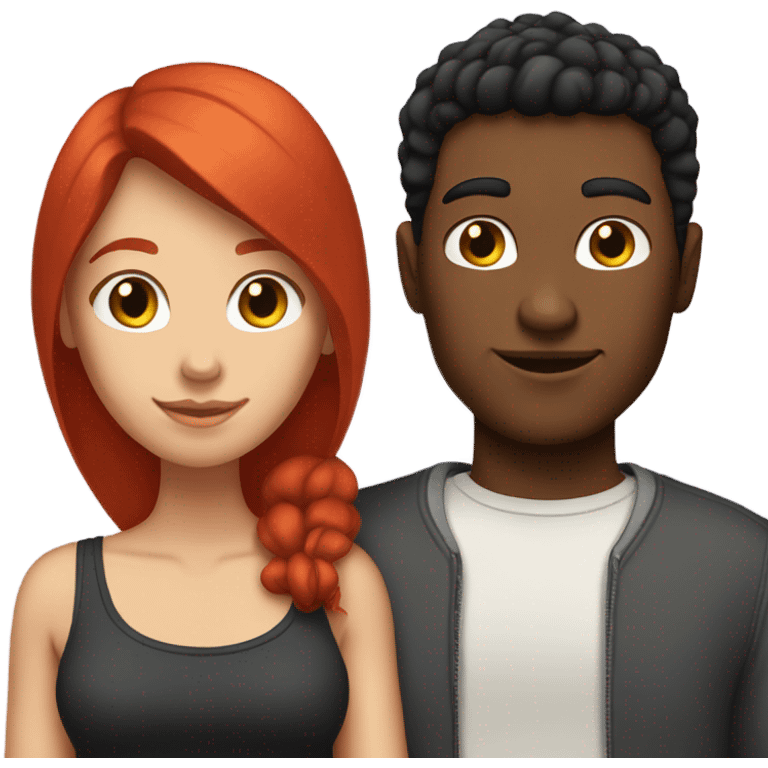 Red haired girlfriend black haired boyfriend  emoji