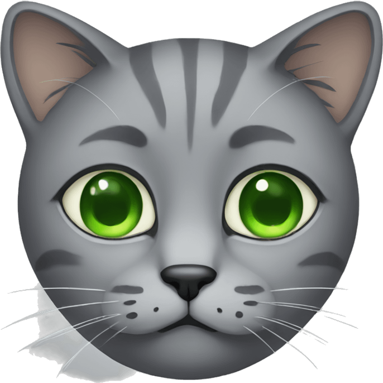 Sad grey cat with green eyes emoji