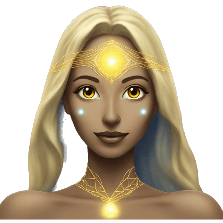 Pleiadian radiant diva woman female golden third eye emoji