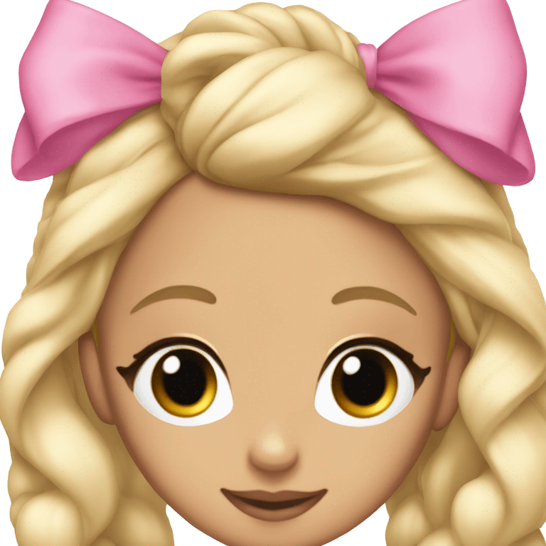 blonde ariana grande with a coquette pink bow on her hair emoji