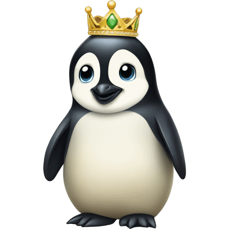 baby emperor penguin wearing royal crown emoji