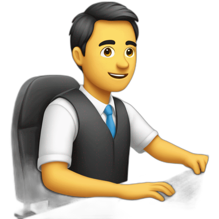 un chico en sentado en la computadora editando emoji