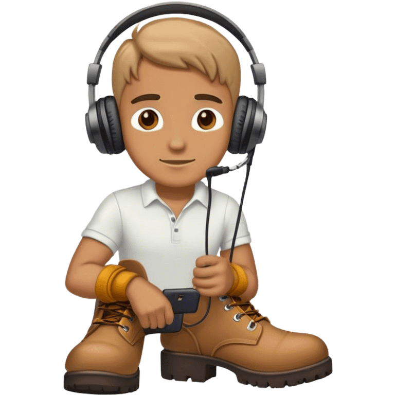 man with boots headphones emoji