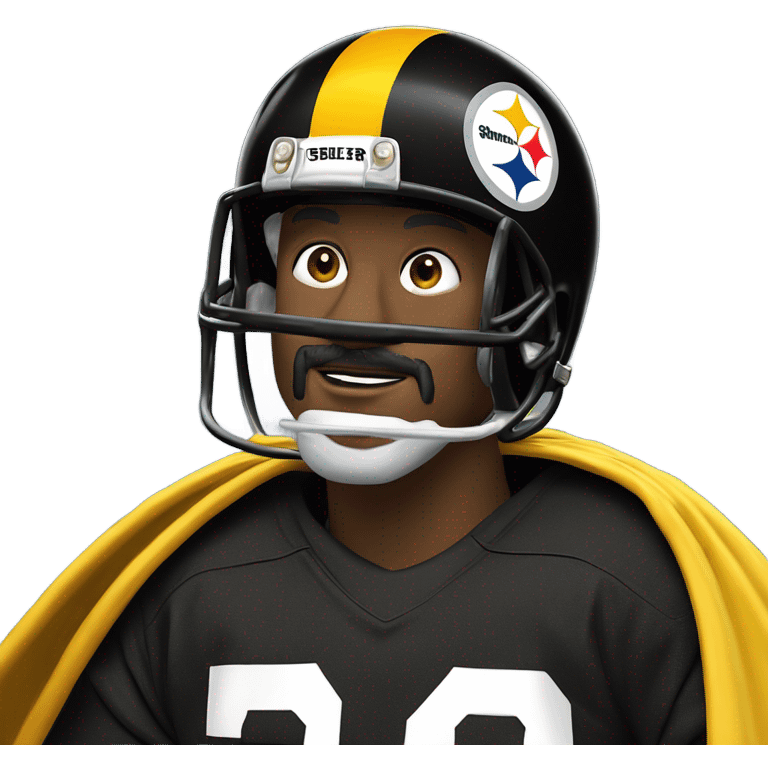 1970s Pittsburgh Steelers player in uniform with a cape  emoji