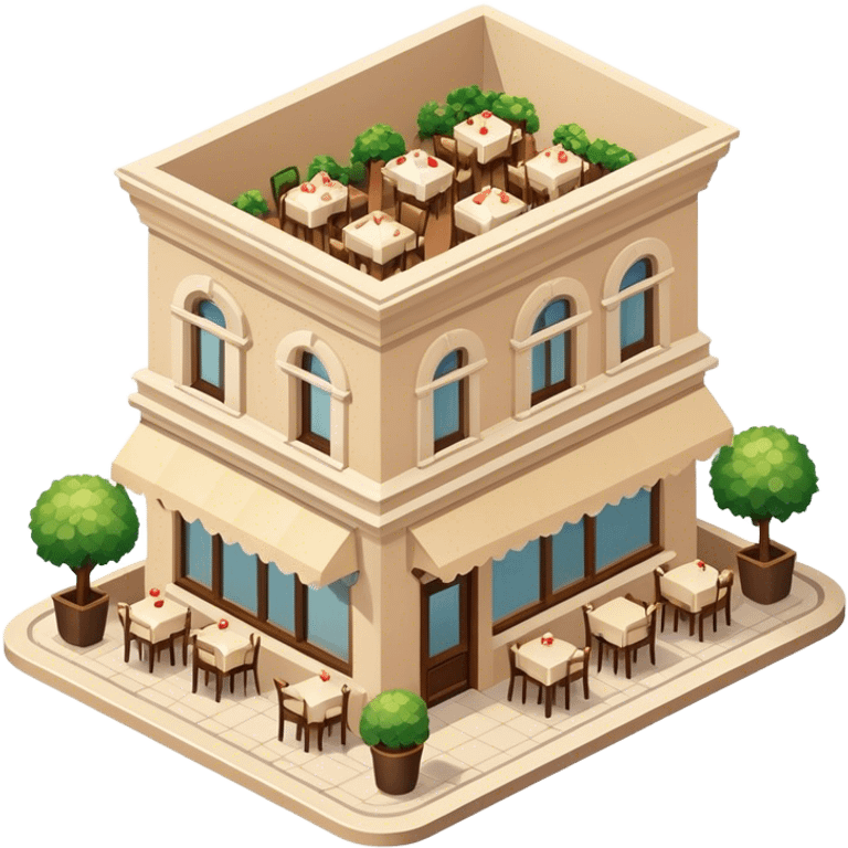 beige romantic restaurant, isometric exterior view emoji