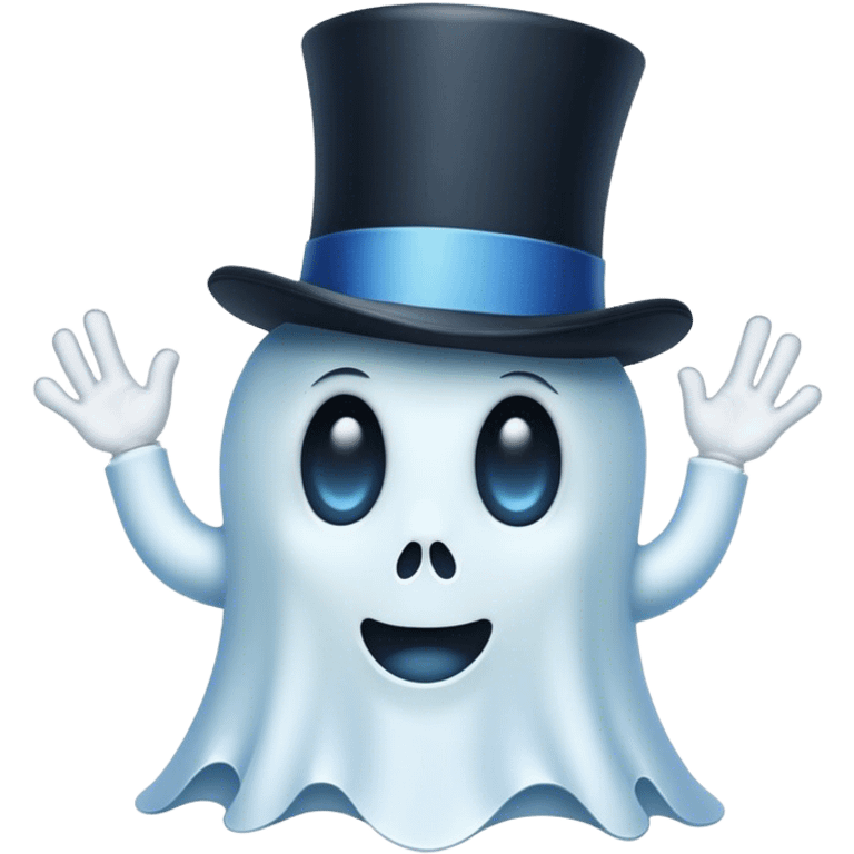 Blue hollow ghost with top hat  emoji