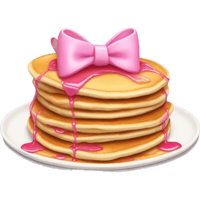 pink bow on pancakes emoji