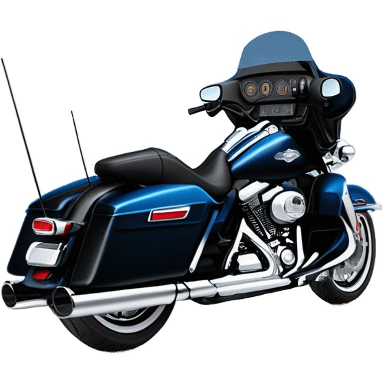 2012 harley davidson electra glide ultra classic with big blue pearl and vivid black two color paint scheme with recurve windshield, a radio antenna and a citizen's band radio antenna. emoji