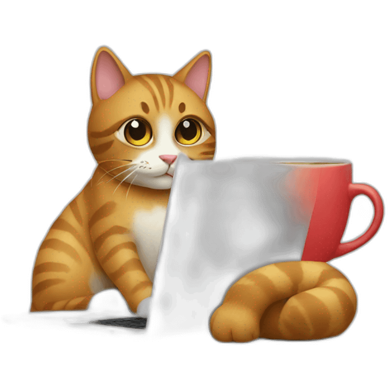 cat's laptop and coffee emoji