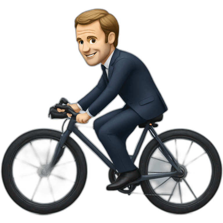 Macron wheeling on bike emoji